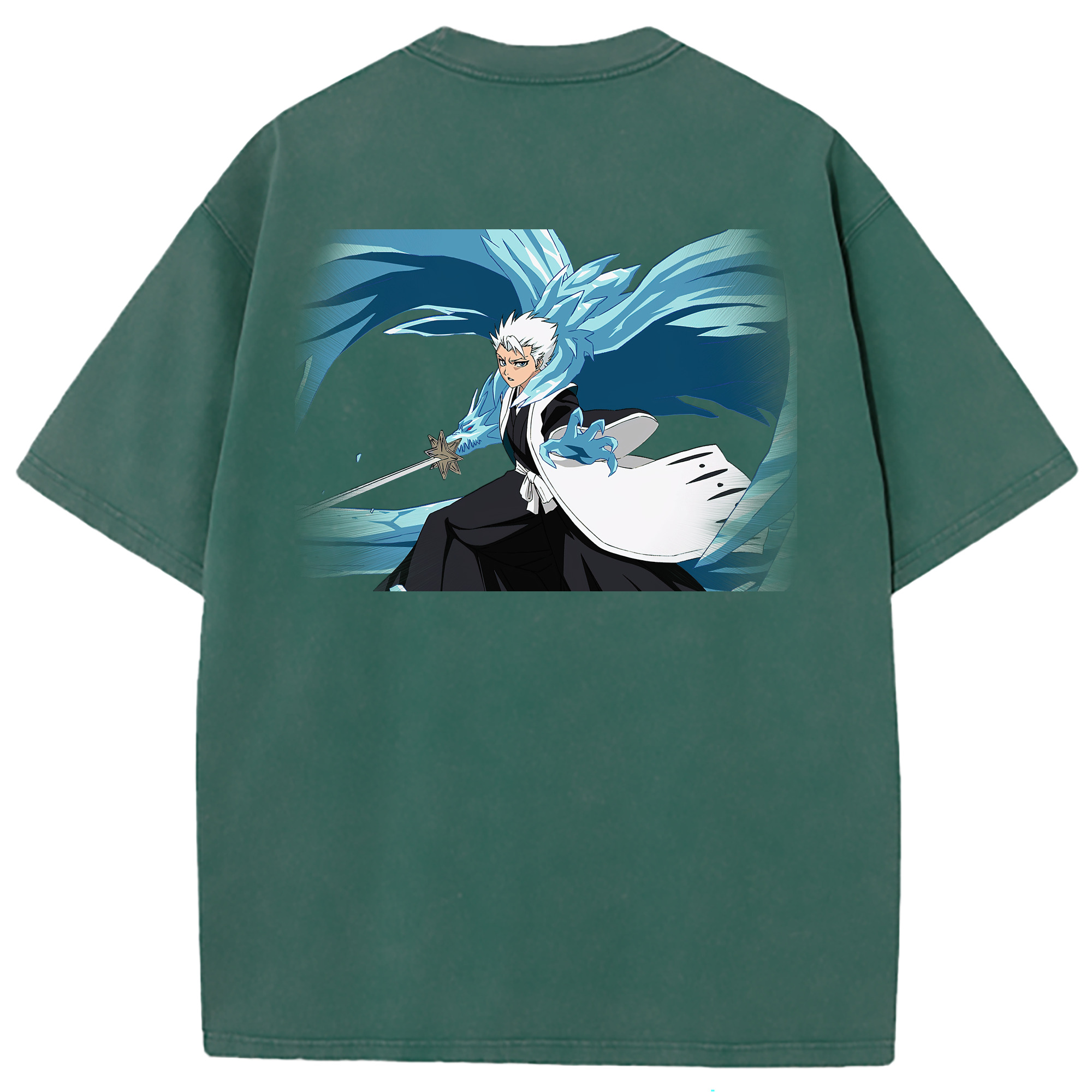 （画像用） ブリーチ 日番谷冬獅郎（ひつがや とうしろう） BLEACH Hitsugaya Toushirou 綿100% ヴィンテージ風 半袖Tシャツ（背面プリント）